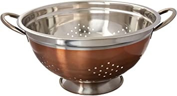 EURO-WARE High Grade Stainless Steel Colander for Pastas or Washing Fruits, Vegetables, Salads and More with Decorative Copper Finish (8 Quart)