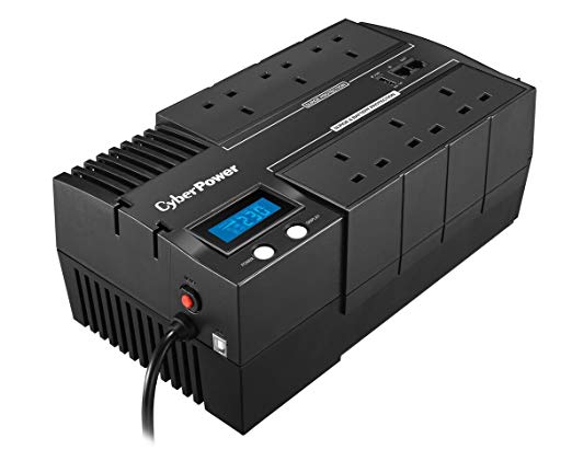 CyberPower BR850ELCD-UK BRICs Series, 850VA/510W, 6 UK Outlets (3 Surge only, 3 UPS and Surge), 1 USB Charging Port, AVR, Brick Format