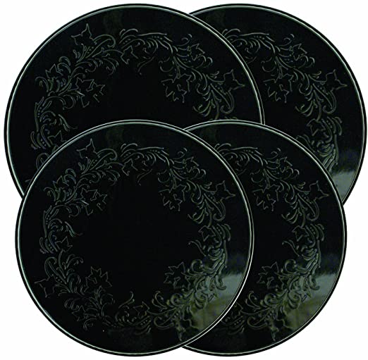 Range Kleen 5056 4 Pack Round Ivy Embossed Black Burner Kovers With 2 Small 8.5 Inch and 2 10.5 Inch