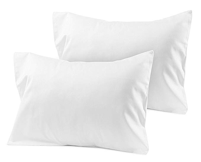 Travel Pillowcase 12X16 500 Thread Count Organic Cotton Set of 2 Toddler Pillowcase With Zipper Closer White Solid With 100% Egyptian Cotton (Toddler Travel 12X16 White Solid)