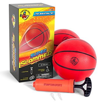 Mini Basketballs for Mini Basketball Hoop - Set Includes 2 x 4 inch Basketballs and 1 Hand Pump with Inflation Needles