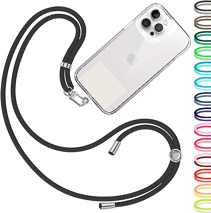 Cell Phone Lanyard [Black] - Convenient and Comfortable iPhone Lanyard - Easy to Use Neck Phone Holder [White Ice Patch] - Adjustable Length Phone Strap Crossbody - Fits All Mobile Phones