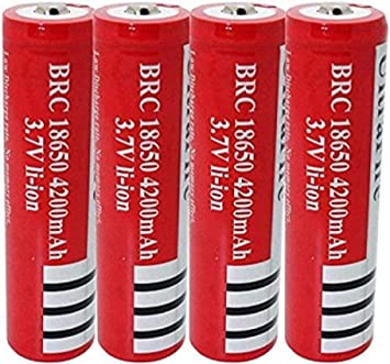 18650 Rechargeable Batteries Li-Ion Battery 4200mAh 3.7V ICR Lithium Accumulator Cells Button Top Rechargeable Batteries 18650 for Flashlight Torch,4pcs