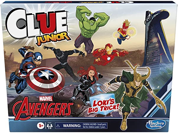 Hasbro Gaming Clue Junior: Marvel Avengers Edition Board Game for Kids Ages 5 , Loki's Big Trick, Classic Mystery Game for 2-6 Players (Amazon Exclusive)