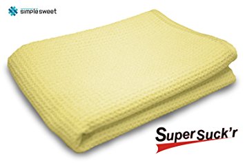 Microfiber Drying Cloth - Towel for Cars or Any Fast Absorption Use - Pro's Choice, Waffle Weave over Cheap Chamois, Shammy, Terry Cleaning Car Towel - SimpleSweet's Wash & Drying Towel Large