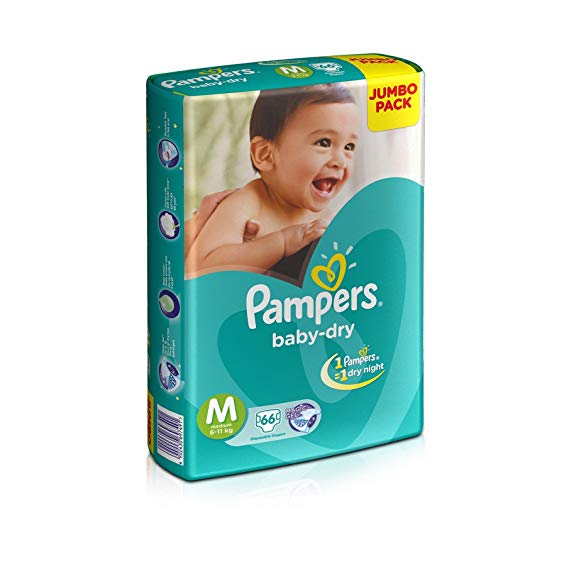 Pampers Medium Size Diapers Jumbo Pack (66 Count)