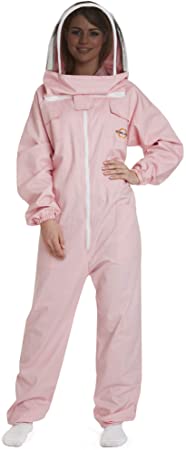 Natural Apiary Apiarist Beekeeping Suit, (All-in-One), Fencing Veil, Total Protection for Professional and Beginner Beekeepers, M, Pink