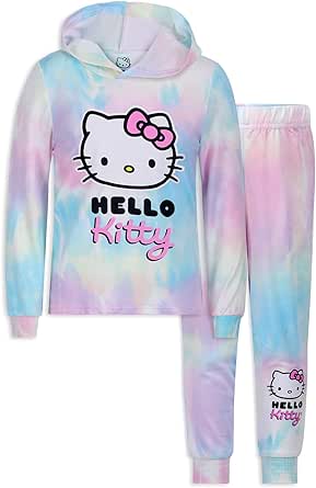 Hello Kitty Sanrio Girls Zip Up Hoodie and Pants Set for Infant, Toddlers, and Big Kids