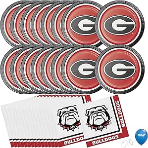 University of Georgia Party Supplies Bundle | University of Georgia Graduation Party Supplies | University of Georgia Tailgate Party Supplies (Pack for 16)