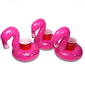 GoFloats Inflatable Flamingo Drink Holder (3 Pack), Float your drinks in style