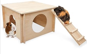 kathson Wooden Hamster House Hideout Hideaway Habitat Decor-Climbing Play Hut/Multi-Chamber/with Ladder/Playground