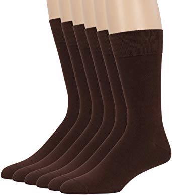 Men Bamboo Dress Sock - 6 Pack - XL/L/M - Brown Blue Brown Burgundy Beige Black
