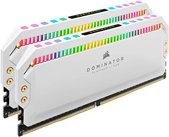 Corsair DOMINATOR PLATINUM RGB 32GB (2x16GB) DDR4 3200 (PC4-25600) C16 1.35V Desktop Memory - White, CMT32GX4M2E3200C16W