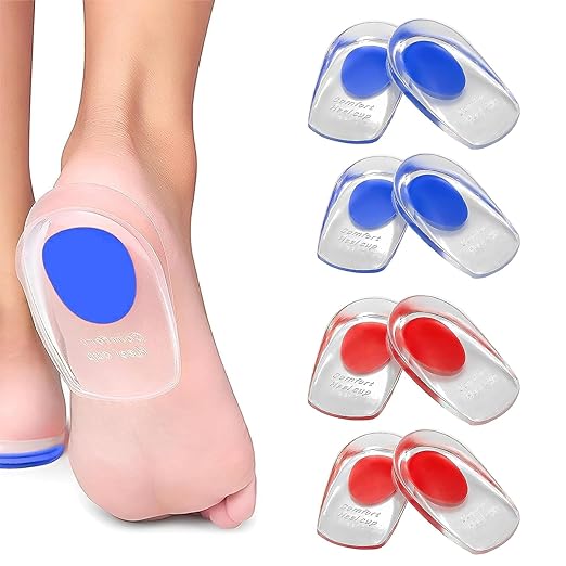 Gel Heel Cup for Plantar Fasciitis,Heel Cups for Heel Pain Bone Spur Pain and Achilles Tendon Treatment Foot Comfort Support Protectors for Women and Men(Medium/Small each2 Pairs)