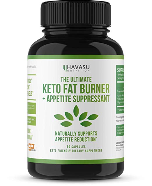 Keto Fat Burner and Appetite Suppressant Weight Loss Pills Formulized to Suppress Appetite and Burn Fat; Patented BHB Exogenous Salts, Non-GMO; 60 Capsules for Men & Women