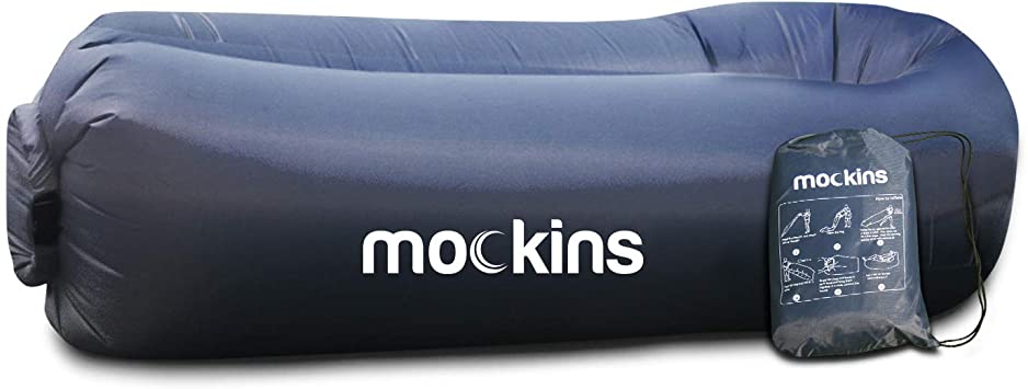 Mockins Navy Inflatable Lounger Air Sofa Perfect for Beach Chair Camping Chairs or Portable Hammock and Includes Travel Bag Pouch and Pockets | Easy to Use Camping Accessories