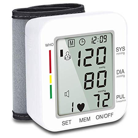 Hong S Digital Blood Pressure Cuff Automatic Wrist Monitor Voice Broadcast Clinical FDA Approved High & Low Blood Pressure Monitors（120 Reading Memory)