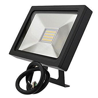 LEDwholesalers Series-5 Ultra-Slim 25W LED Outdoor Security Flood Light Fixture with Bracket Mount, UL-Listed, Daylight 5000K, 3790WH