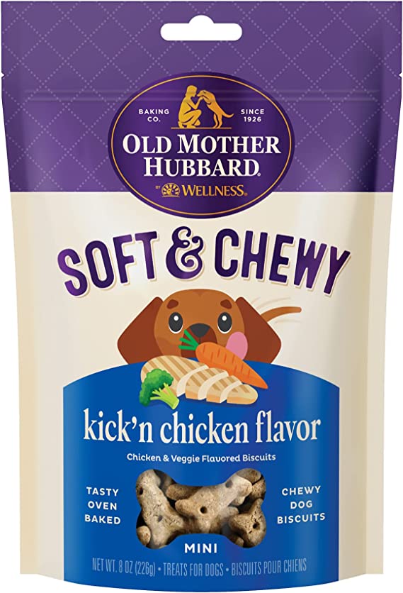 Old Mother Hubbard Soft & Tasty Chicken & Veggie Biscuits Baked Dog Treats, Mini, 8 Ounce Bag