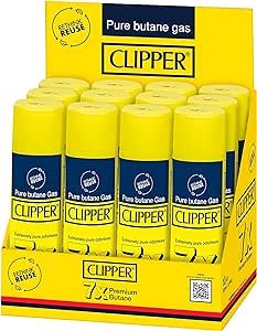 Clipper Pure Butane Fuel - Reusable Lighter and Torch Lighter Butane Refill - Refined 7 Times to be Pure and Odorless - 12 Pack - 300ml