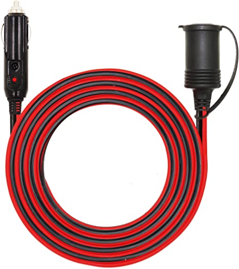 MOTOPOWER MP68998A 12FT Extension Cord Cable Lead with Cigarette Lighter Plug Car Socket Extension Cord Cable Lead, Fused