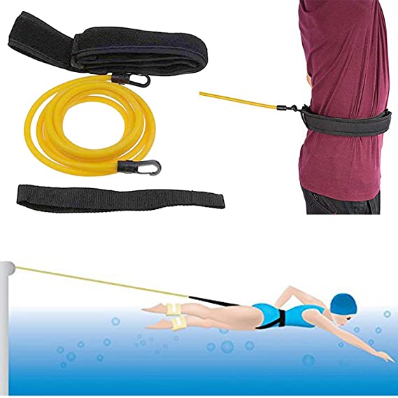 Swim Training Belts- Swim Tether Stationary Swimming, Swim Harness Static Swimming Belt, Swim Bungee Cords Resistance Bands
