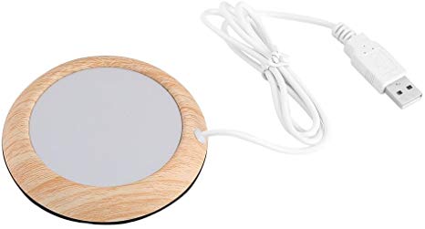 Coffee Mug Warmer USB Wood Grain Cup Warmer Mat Tea Coffee Heater Pad Preservation Coaster for Office Home(Bright Wooden Grain )