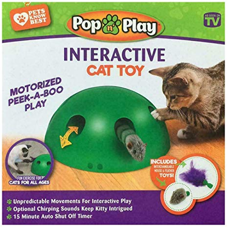 ZOOARTS Automatic Pop N' Play Interactive Motion Cat Toy Mouse Tease Electronic Pet Toys