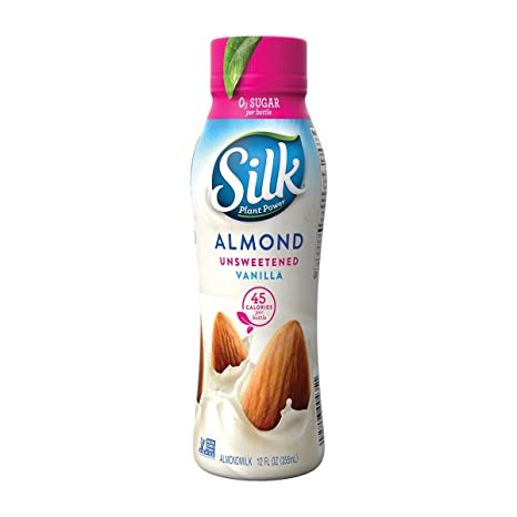 Silk Almond Milk, Unsweetened Vanilla, 12 Ounce Bottle (Pack of 12)