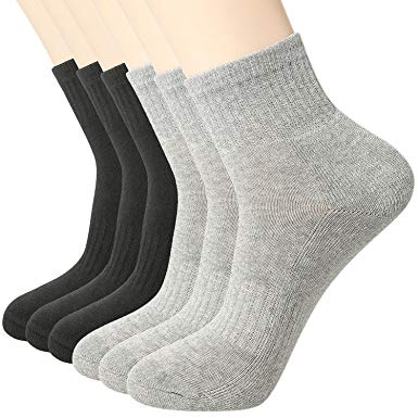 CelerSport Men's Running Athletic Cushion Arch Support Performance Ankle Socks 6 Pack