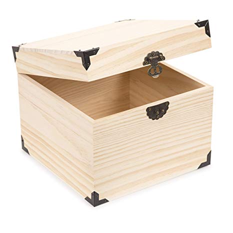 Darice 30024516 8.3" x 6.7" Square Wooden Box, Unfinished/Natural