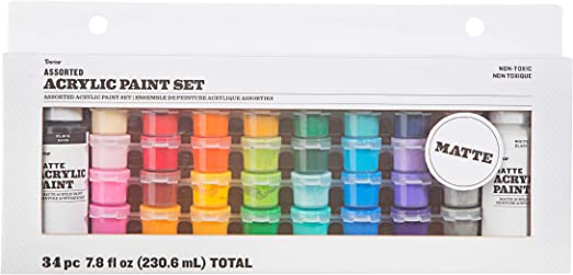 Darice Acrylic Paint Pot Set: Matte, Assorted Sizes/Colors, 34 pack