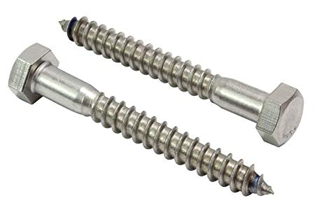 5/16" X 2-1/2" Stainless Hex Lag Bolt Screws, (25 Pack) 304 (18-8) Stainless Steel, by Bolt Dropper