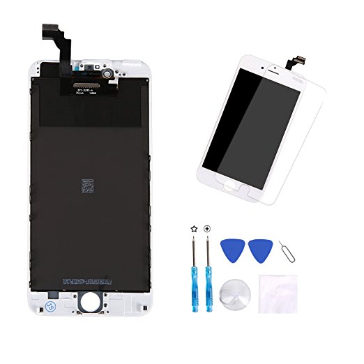 Coobetter LCD Touch Screen Digitizer for iPhone 6 plus Screen Replacement Assembly Full Set with Free Repair Tool Kit and Tempered Glass Protector ( White )