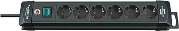 Brennenstuhl Power Extension 3 m 6 AC Outlet(s) Black Premium-Line, 1951160100 (Outlet(s) Black Premium-Line Extension Socket 6-wa,y Black, 3m)