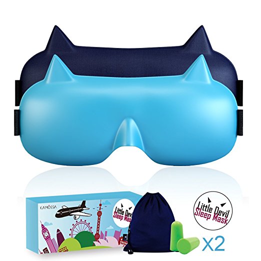 KAMOSSA Little Devil Sleep Mask Memory Foam Eye Mask Super Lightweight Sleeping Mask Free Earplugs Carry Bags (2 Pack)