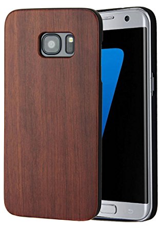 Galaxy S7 Edge Case,Galaxy S7 Edge Wooden Case YFWOOD Rosewood with Plastic Slim Covering Case for Samsung Galaxy S7 Edge
