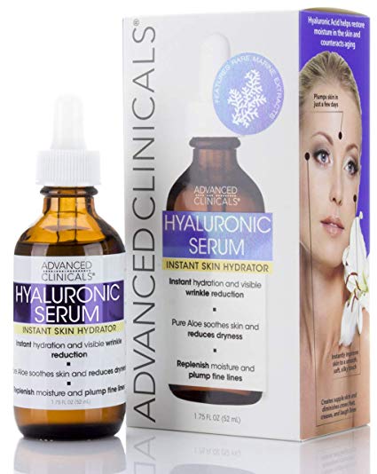 Advanced Clinicals Hyaluronic Acid Face Serum. Anti-aging Face Serum- Instant Skin Hydrator, Plump Fine Lines, Wrinkle Reduction. 1.7 Fl Oz.