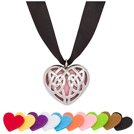 Essential Oil Diffuser Necklace Locket Charm Stainless Steel Celtic Heart Pendant