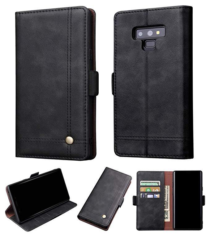 Galaxy Note 9 Wallet Case - Leather Case with ID Card Holder Flip Cover for Samsung Galaxy Note 9 Phone Black