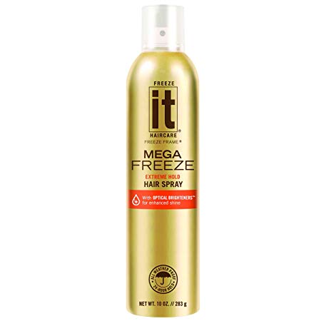 IT Haircare MEGA Freeze Extreme Hold Hair Spray | 7.75 Oz. | Vitamin B5 & Hydrolyzed Wheat Protein | Humidity Resistant | Optical Brighteners for Enhanced Shine | 24 Hour Hold Fast-Dry