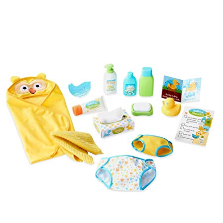 Melissa & Doug Mine to Love Changing & Bath Time Play Set for Dolls (Diapers, Pretend Shampoo, Wipes, Towel, More, 19 Pieces, Great Gift for Girls and Boys - Best for 3, 4, 5, and 6 Year Olds)