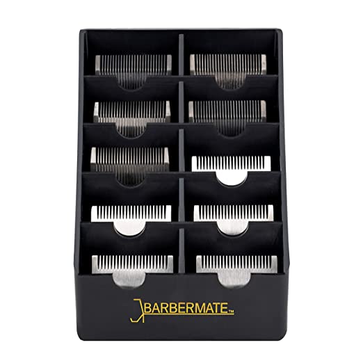 BarberMate Blade Rack Storage Tray - Holds 10 Clipper Blades (Black)