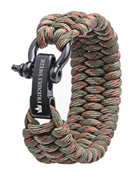 The Friendly Swede Trilobite Extra Beefy 500 lb Paracord Survival Bracelet with Stainless Steel Black Bow Shackle