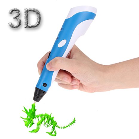 3D Printing Pen, Foxpic Intelligent Home 3D Model Printer Drawing Pen Arts and Crafts with 1 bag mixed color 1.75mm ABS Filament for Stimulating Creativity and Imagination (Blue)