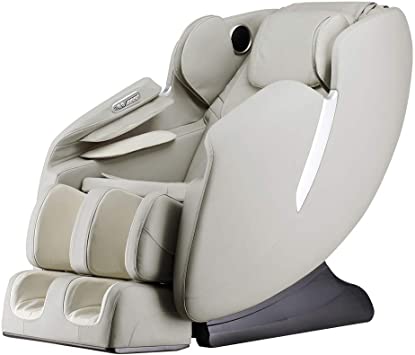 AmaMedic R7 Massage Chair 8 Fixed Massage Rollers Space Saving Recline 16 Airbag Massage Zero Gravity 6 Automatic Programs (Taupe)