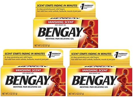 Bengay Menthol Pain Relieving Gel, Vanishing Scent, 2 Ounce (Pack of 3)