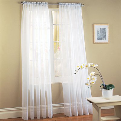 Elegant Comfort voile84 Window Curtains Sheer Panel with 2-Inch Rod Pocket, 60 Width X 84-Inch Length - White