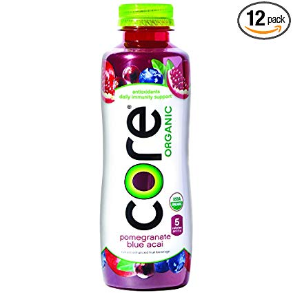 CORE Organic, Pomegranate Blue Acai, 18 Fl Oz (Pack of 12), Fruit Infused Beverage, Vegan/Gluten-Free, Non-GMO, Refreshing Flavored Water with Antioxidants, Great For Immunity Support