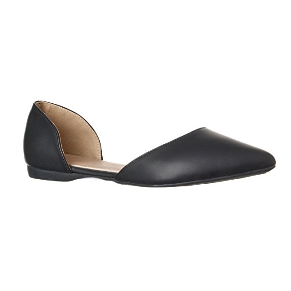 Riverberry Women's Riley Pointed Toe d'Orsay Open Side Flat